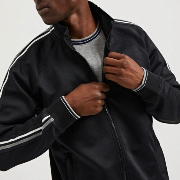 $99 Ben Sherman Striped Varsity retro Track Suit jacket Black NEW Sweatshirt - Picture 2 of 5